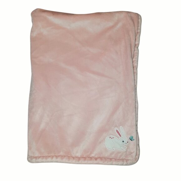 Carter's White Bunny Rabbit Pink Lovey Security Baby Blanket 39" X 29" - Picture 1 of 5